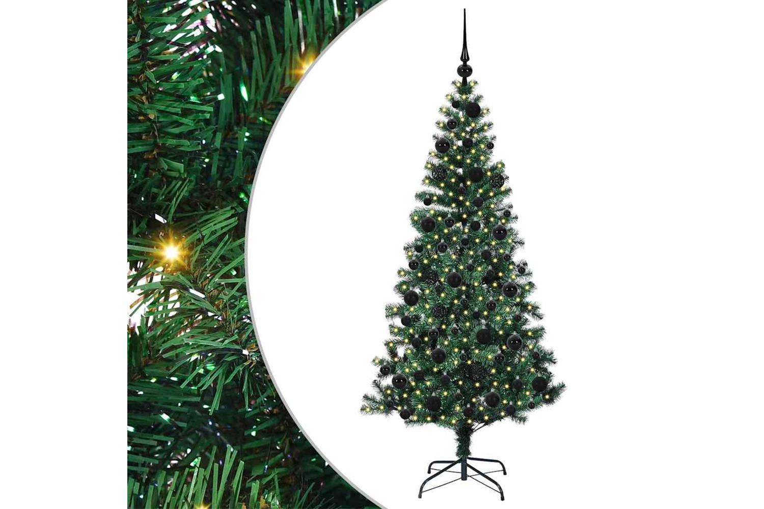 Vidaxl Artificial Pre-lit Christmas Tree Green 180 Cm Pvc And Metal