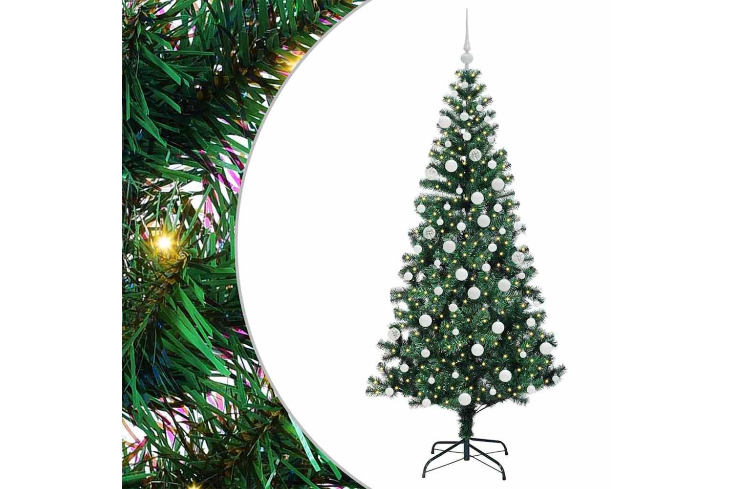 Vidaxl Artificial Pre-lit Christmas Tree Green 180 Cm Pvc And Metal