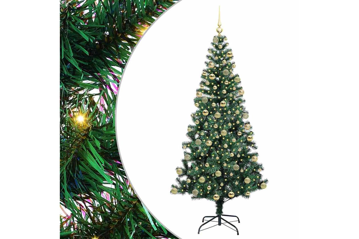 Vidaxl Artificial Pre-lit Christmas Tree Green 180 Cm Pvc And Metal