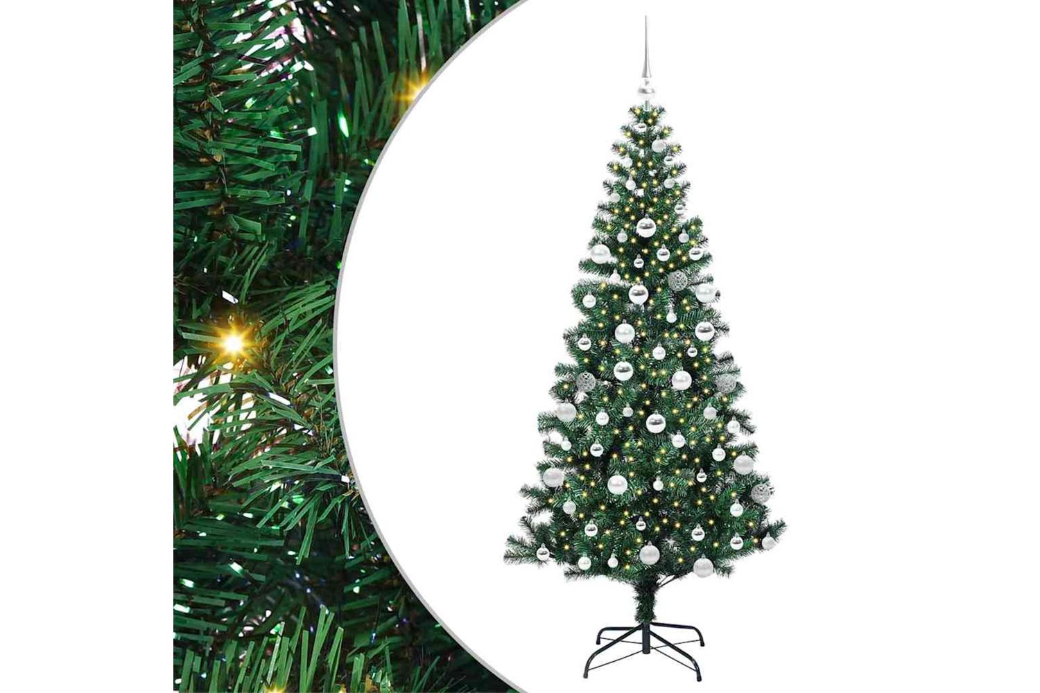 Vidaxl Artificial Pre-lit Christmas Tree Green 180 Cm Pvc And Metal