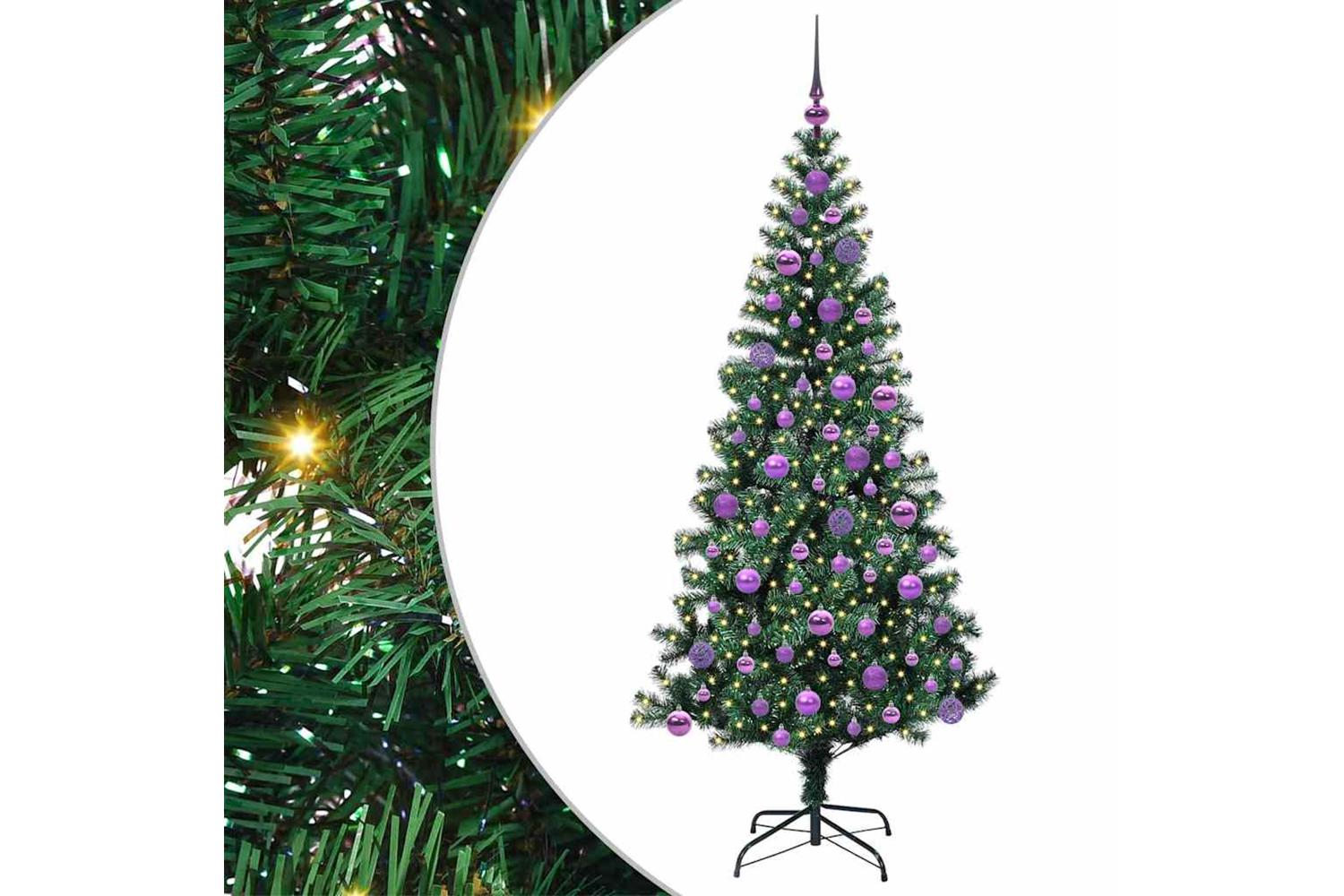 Vidaxl Artificial Pre-lit Christmas Tree Green 180 Cm Pvc And Metal