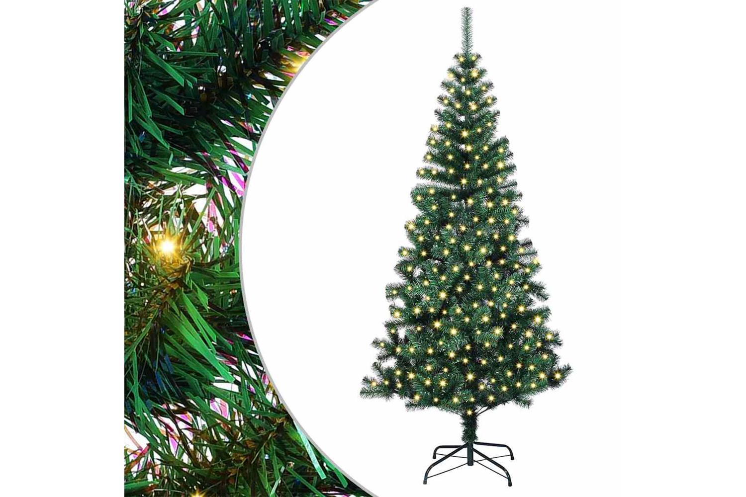 Vidaxl Artificial Pre-lit Christmas Tree Green 210 Cm Pvc And Metal