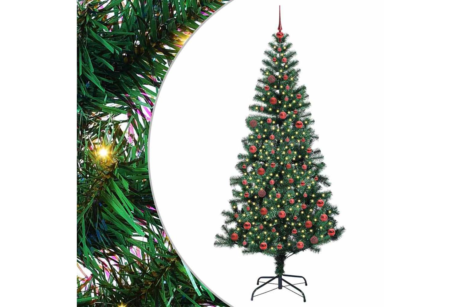 Vidaxl Artificial Pre-lit Christmas Tree Green 210 Cm Pvc And Metal