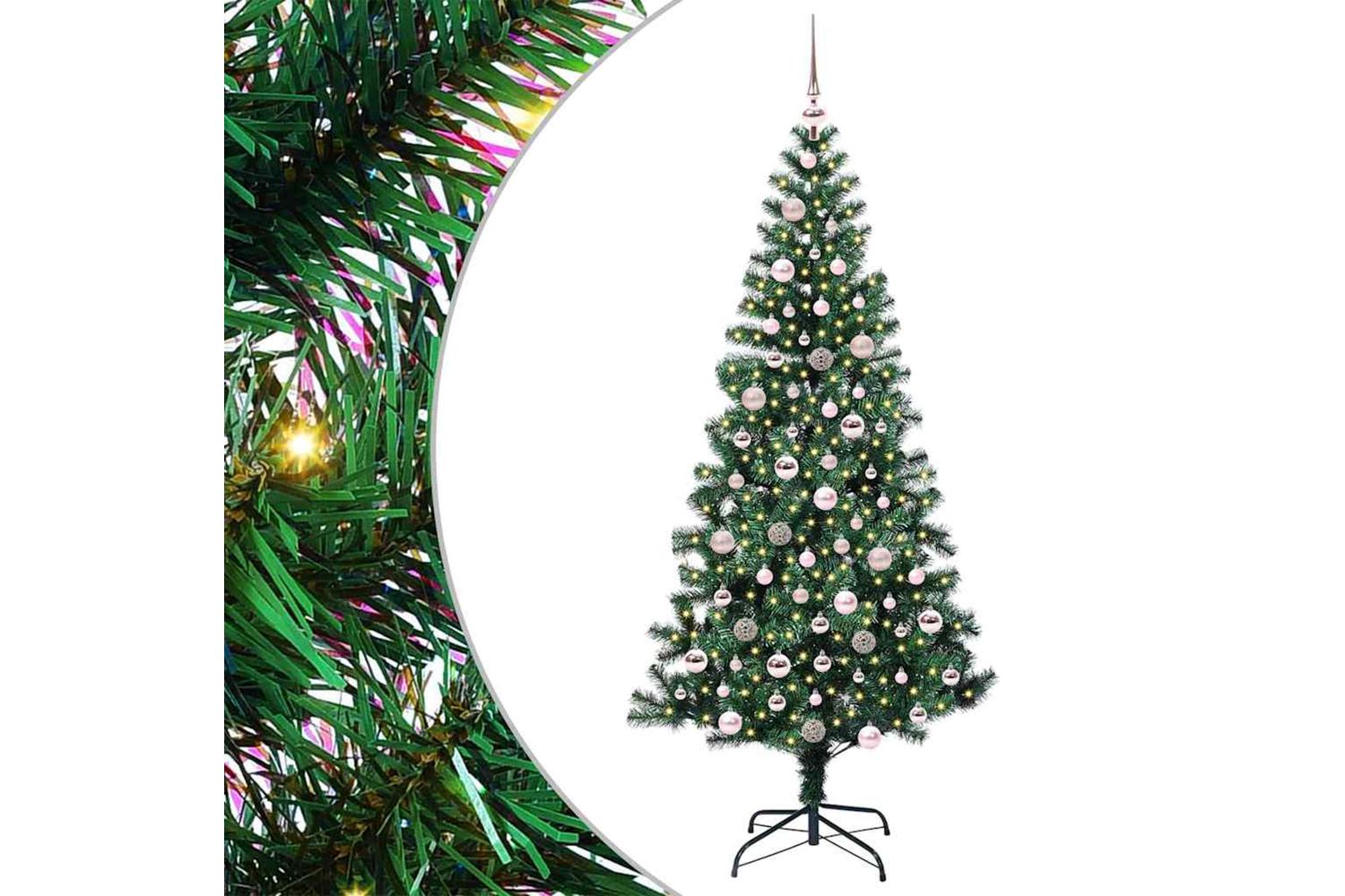 Vidaxl Artificial Pre-lit Christmas Tree Green 210 Cm Pvc And Metal