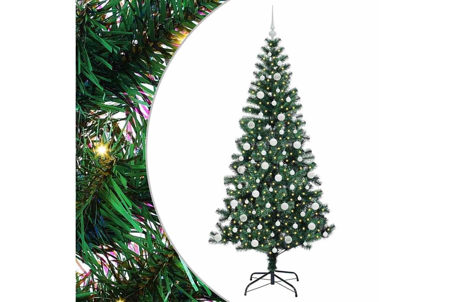 Vidaxl Artificial Pre-lit Christmas Tree Green 210 Cm Pvc And Metal