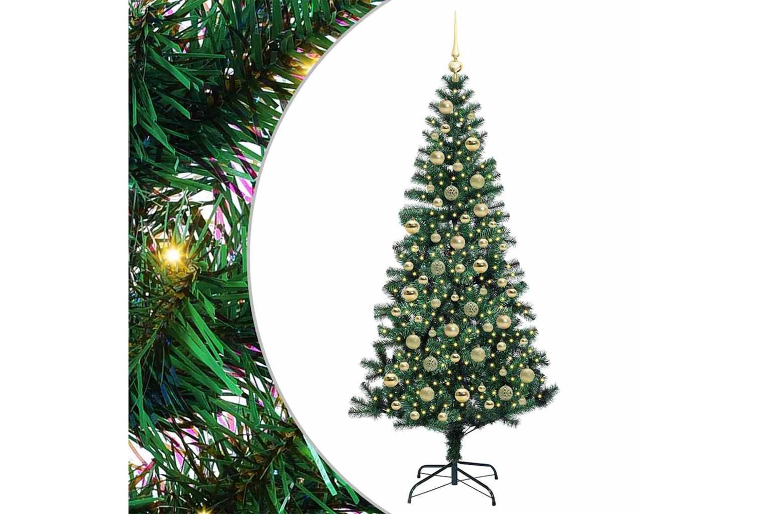 Vidaxl Artificial Pre-lit Christmas Tree Green 210 Cm Pvc And Metal