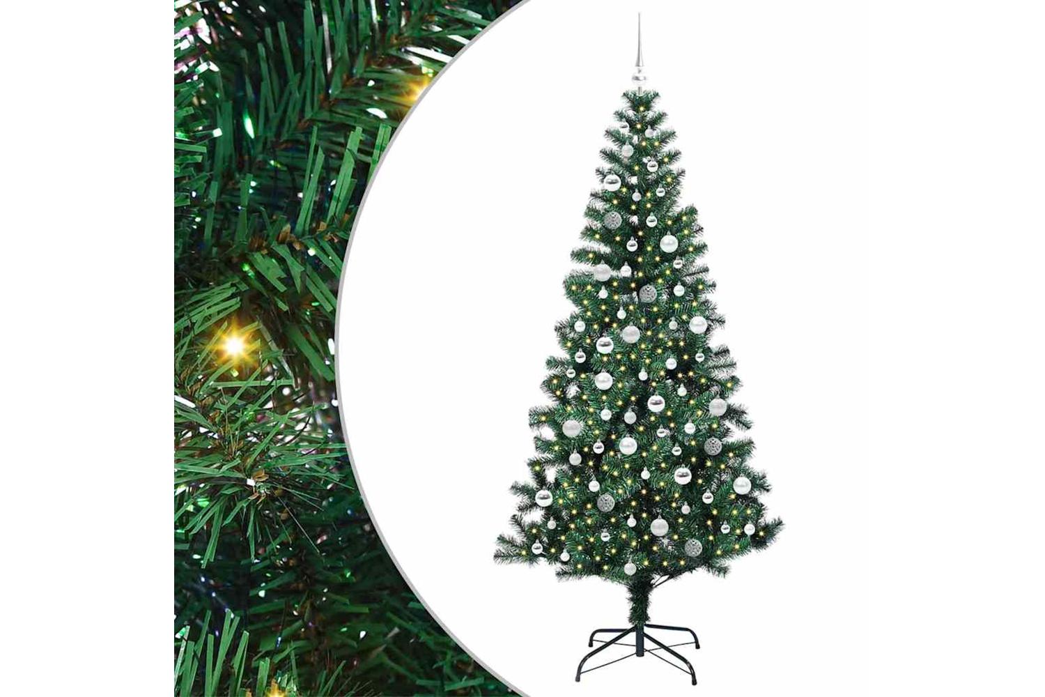 Vidaxl Artificial Pre-lit Christmas Tree Green 210 Cm Pvc And Metal