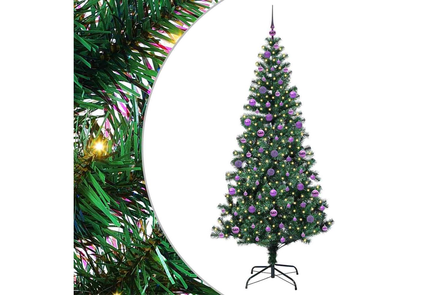Vidaxl Artificial Pre-lit Christmas Tree Green 210 Cm Pvc And Metal