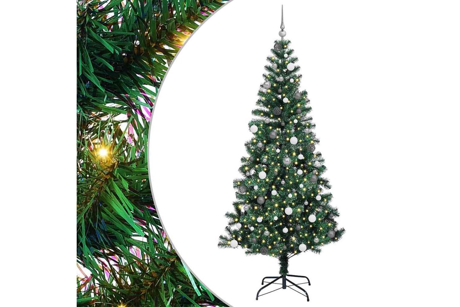 Vidaxl Artificial Pre-lit Christmas Tree Green 240 Cm Pvc And Metal