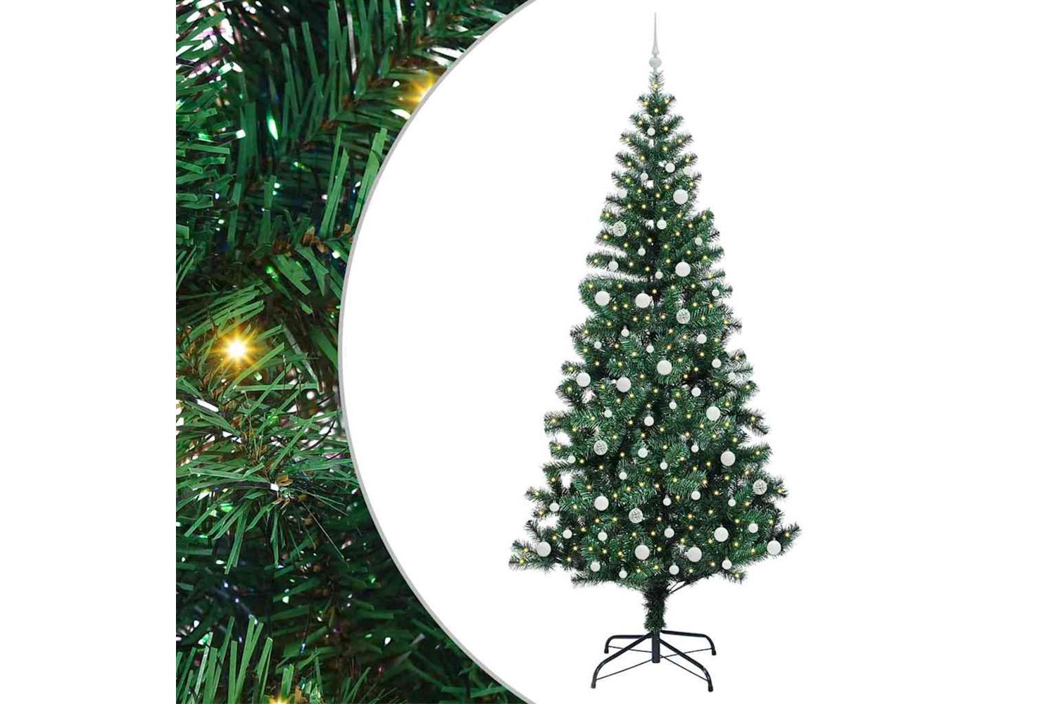 Vidaxl Artificial Pre-lit Christmas Tree Green 240 Cm Pvc And Metal