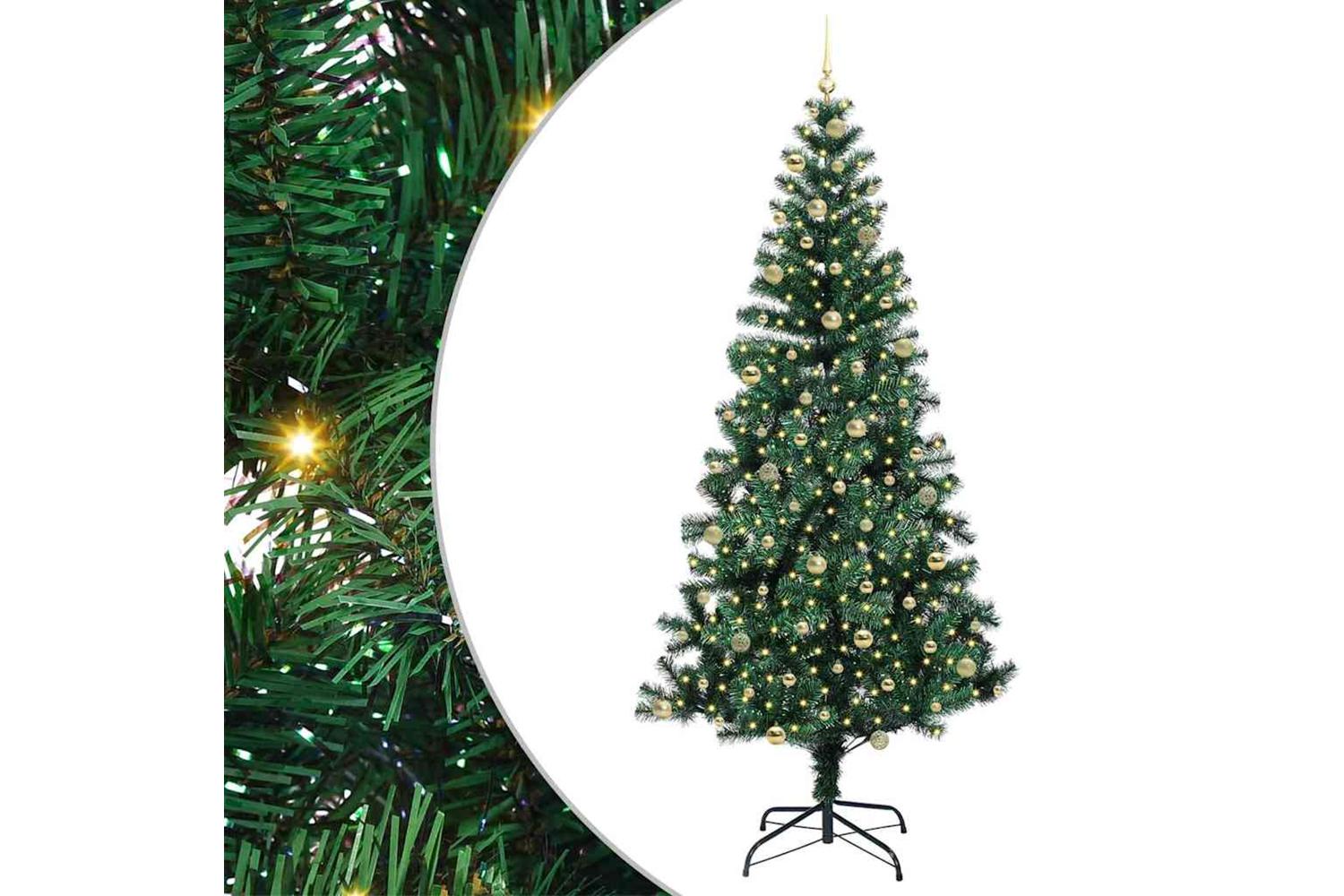Vidaxl Artificial Pre-lit Christmas Tree Green 240 Cm Pvc And Metal
