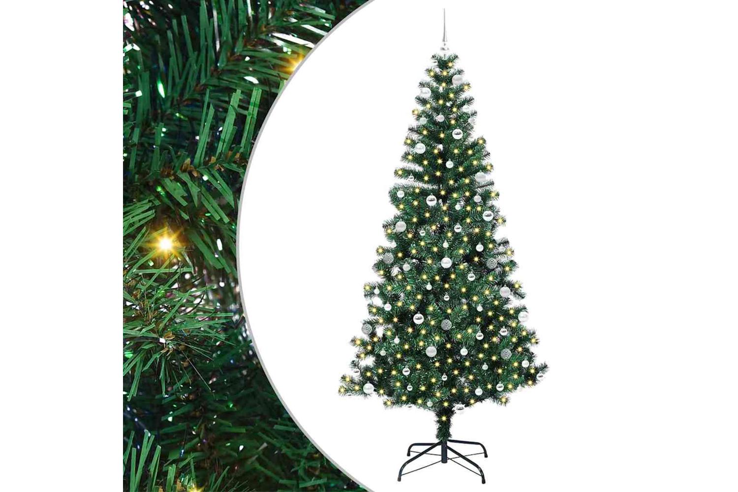Vidaxl Artificial Pre-lit Christmas Tree Green 240 Cm Pvc And Metal