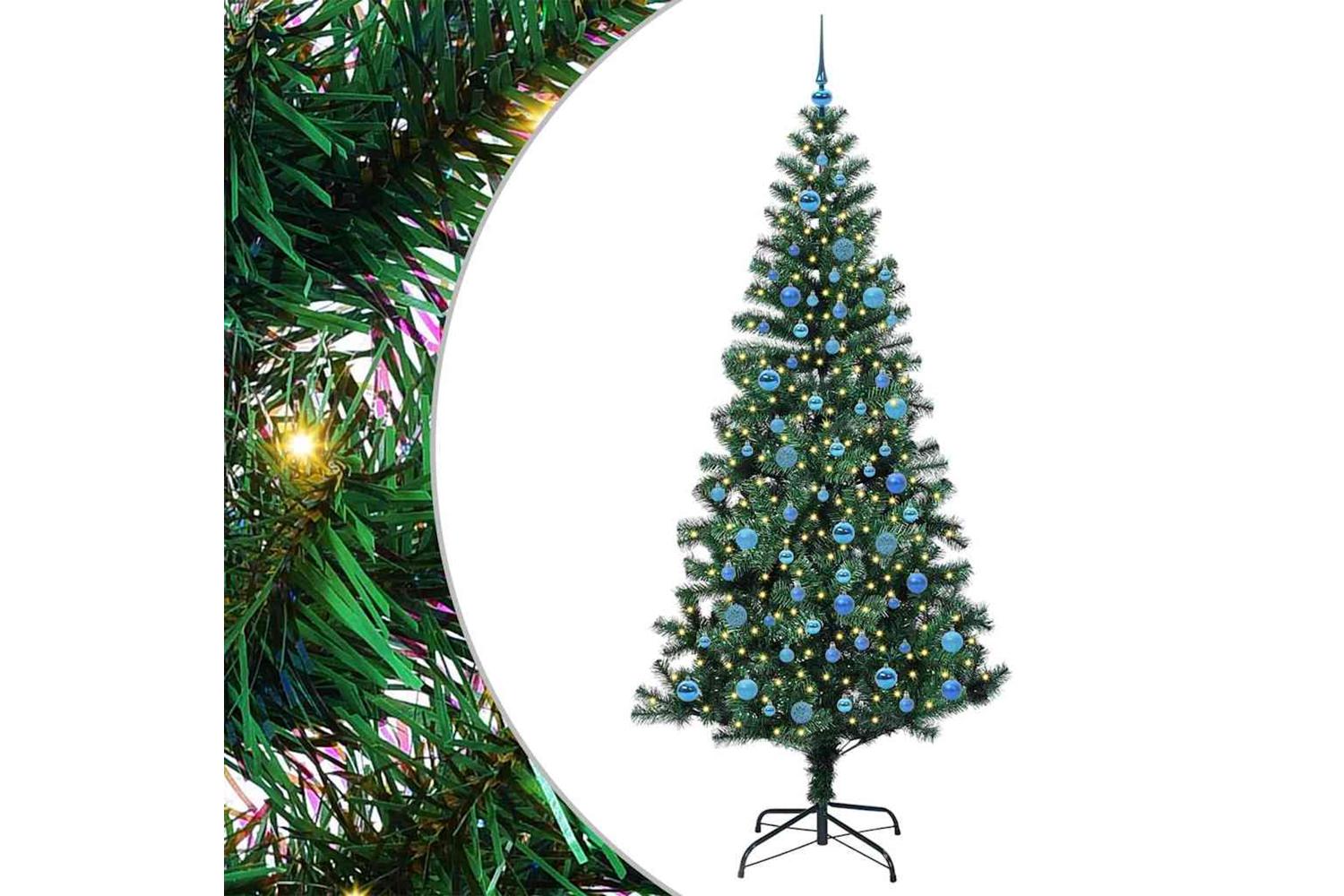 Vidaxl Artificial Pre-lit Christmas Tree Green 240 Cm Pvc And Metal