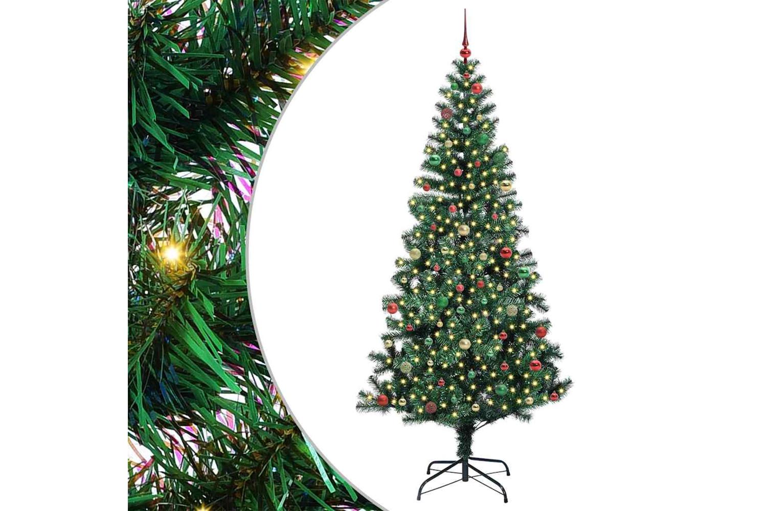 Vidaxl Artificial Pre-lit Christmas Tree Green 240 Cm Pvc And Metal