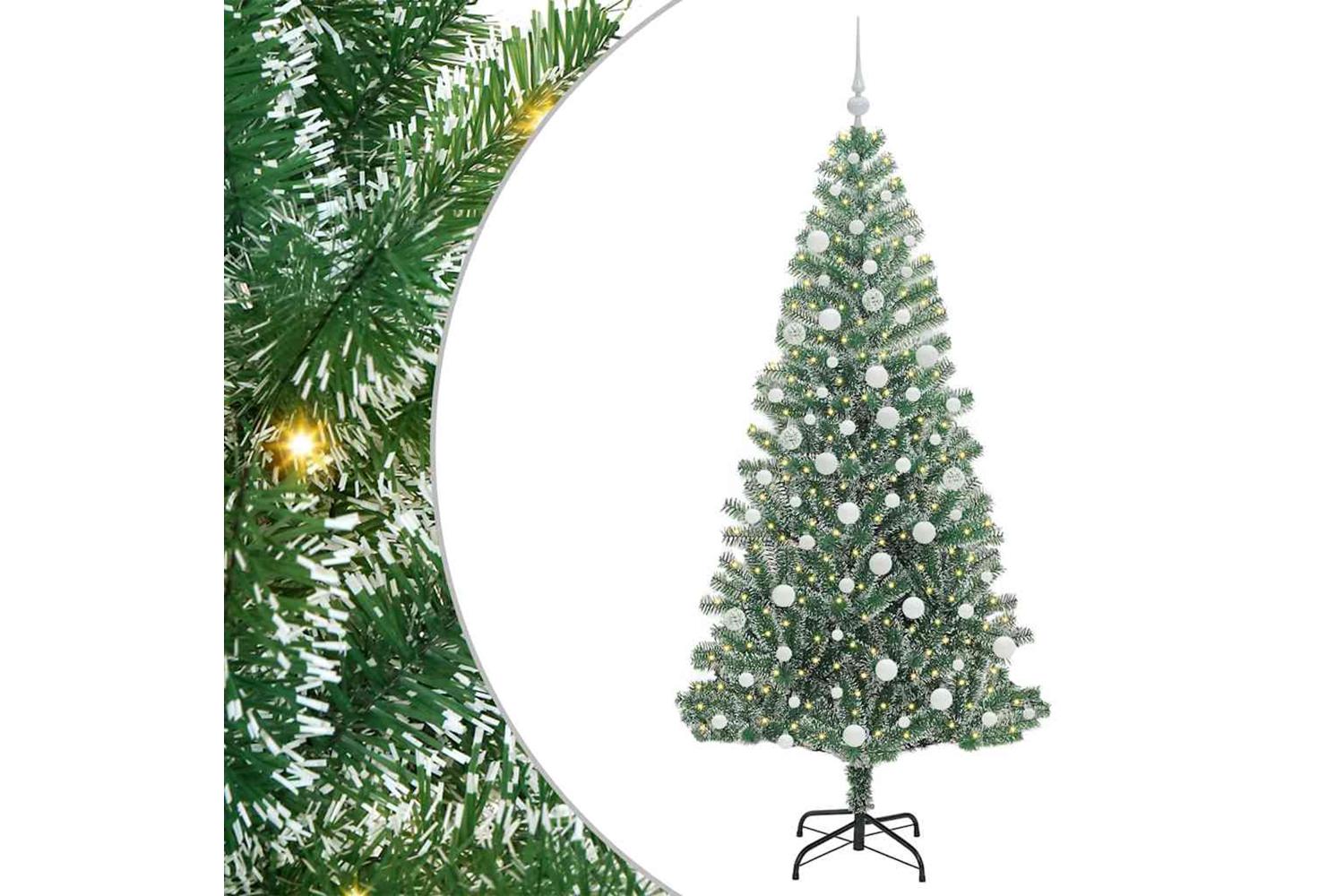 Vidaxl Artificial Christmas Tree Snow Flocked With Led Light 180 Cm