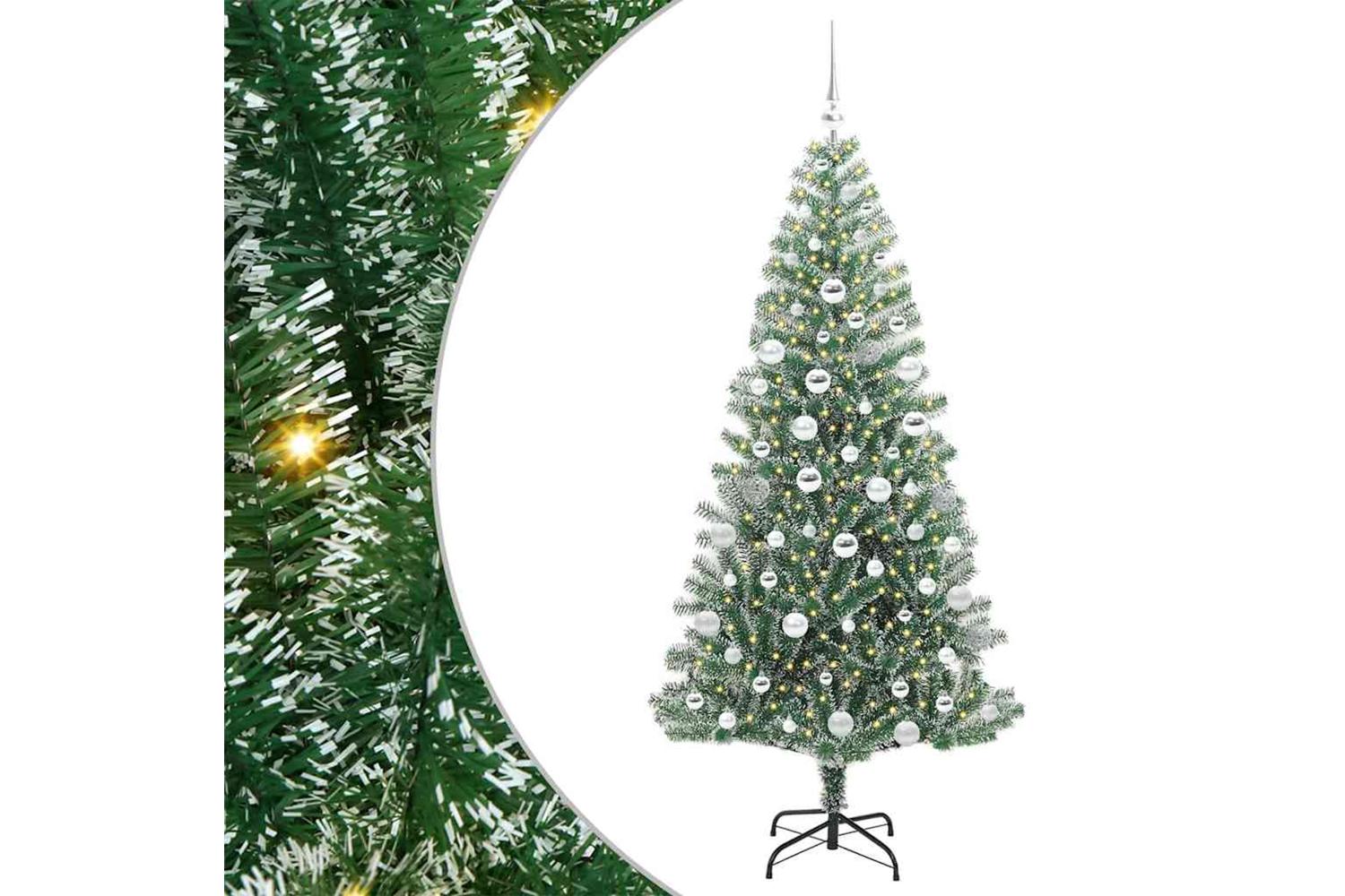 Vidaxl Artificial Christmas Tree Snow Flocked With Led Light 180 Cm