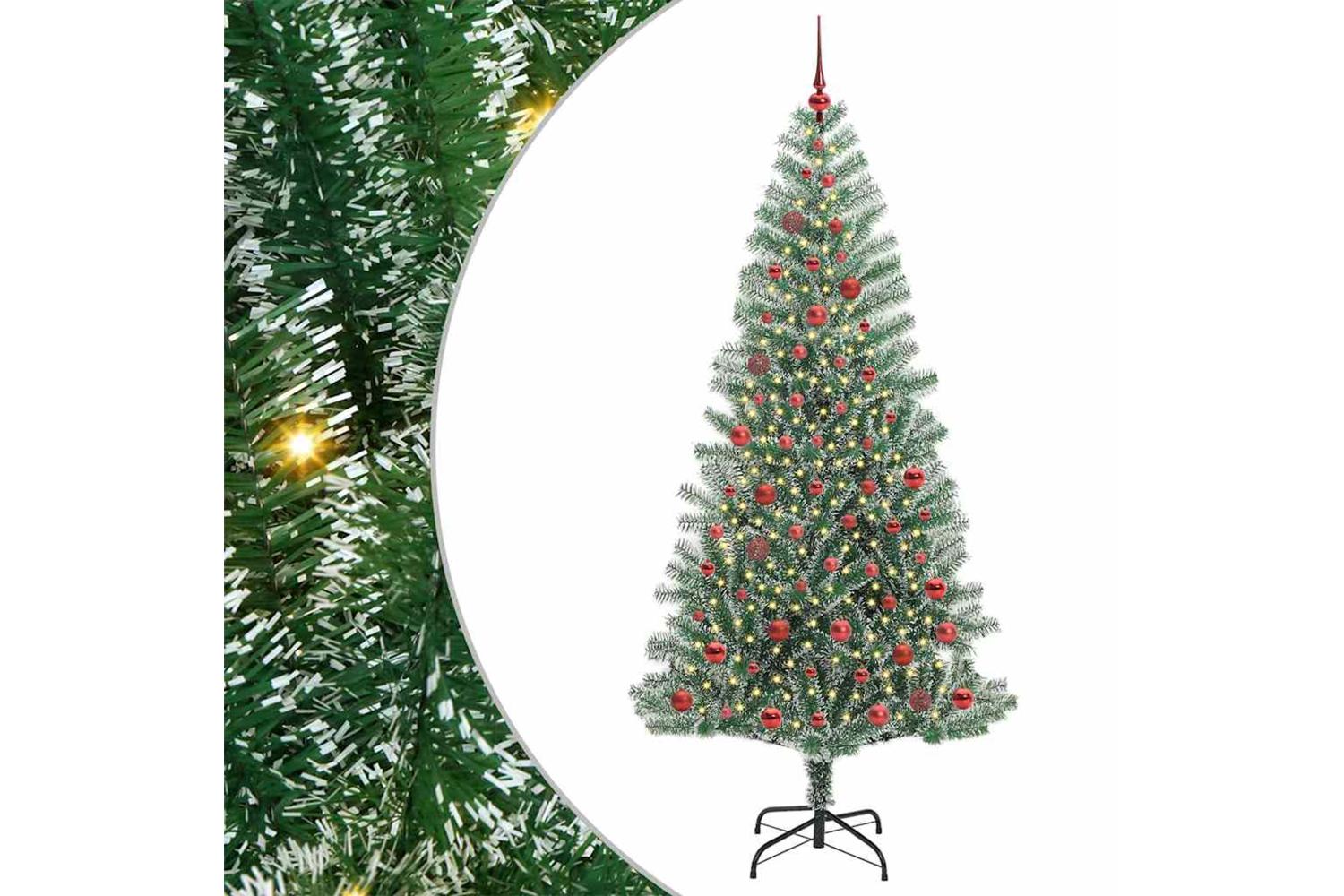 Vidaxl Artificial Christmas Tree Snow Flocked With Led Light 210 Cm