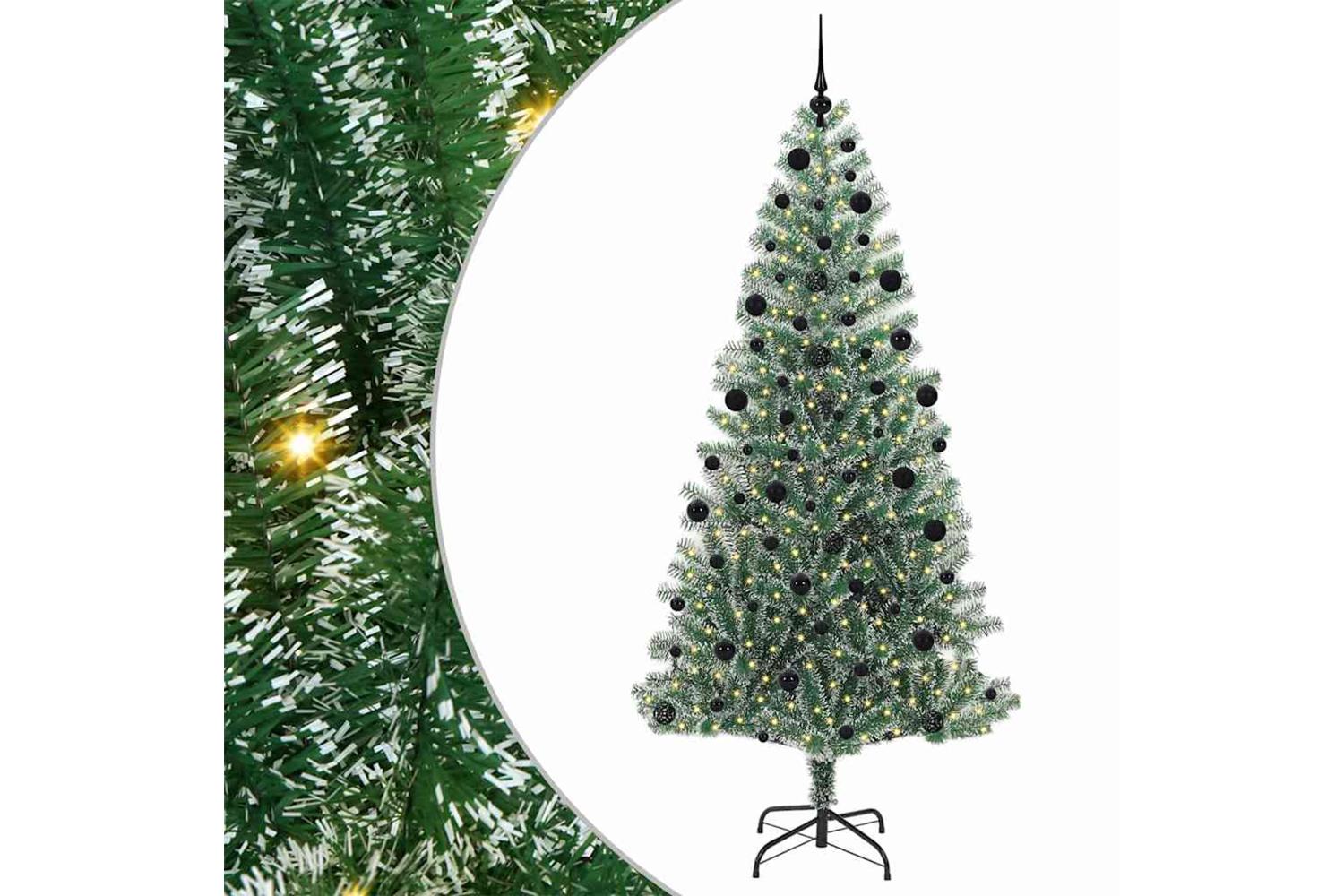 Vidaxl Artificial Christmas Tree Snow Flocked With Led Light 210 Cm