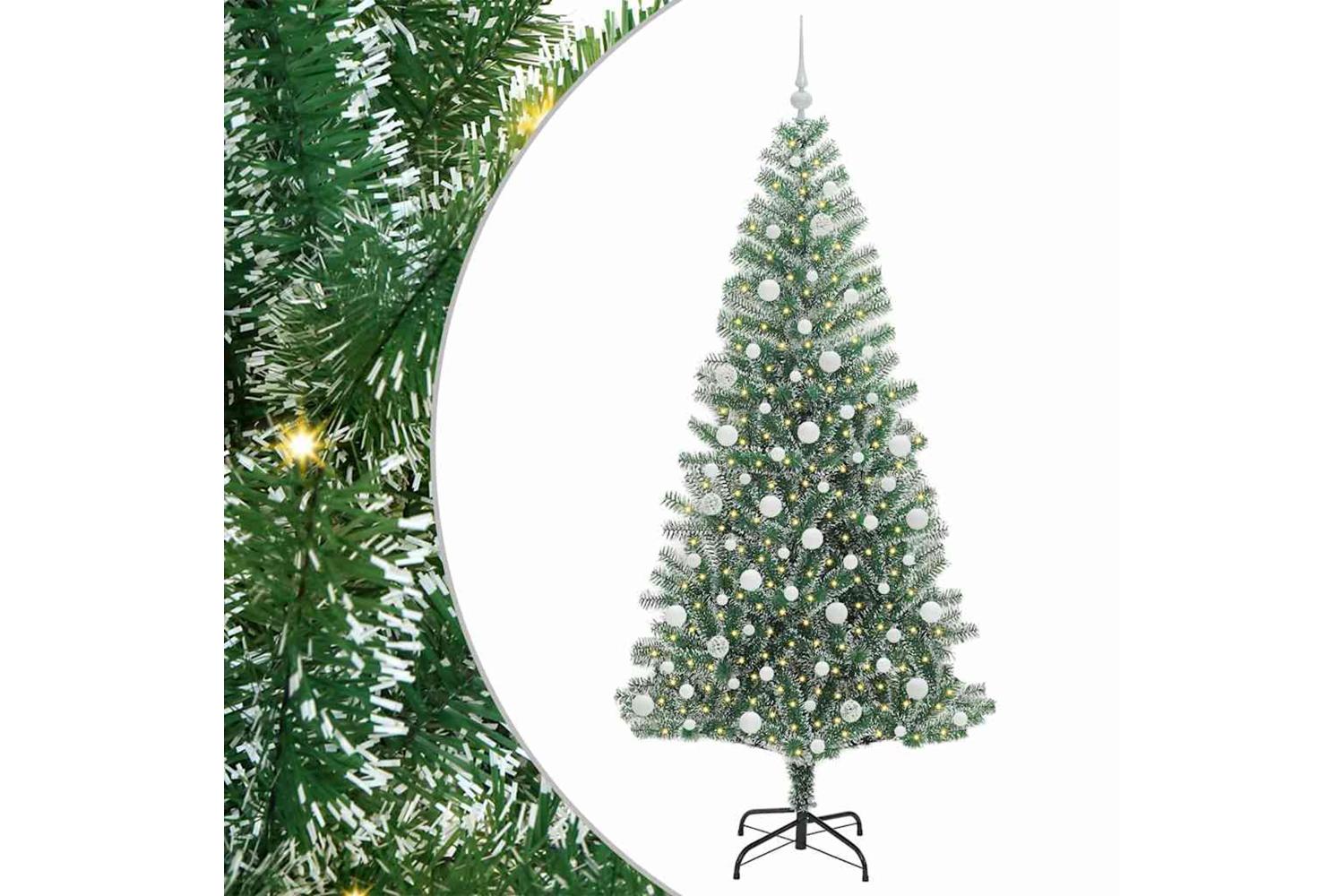 Vidaxl Artificial Christmas Tree Snow Flocked With Led Light 210 Cm