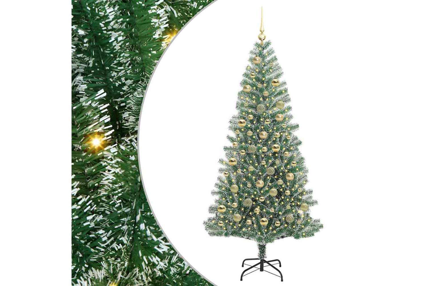 Vidaxl Artificial Christmas Tree Snow Flocked With Led Light 210 Cm