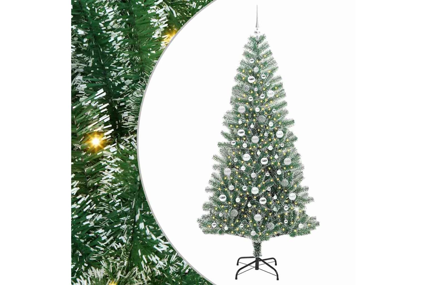 Vidaxl Artificial Christmas Tree Snow Flocked With Led Light 210 Cm