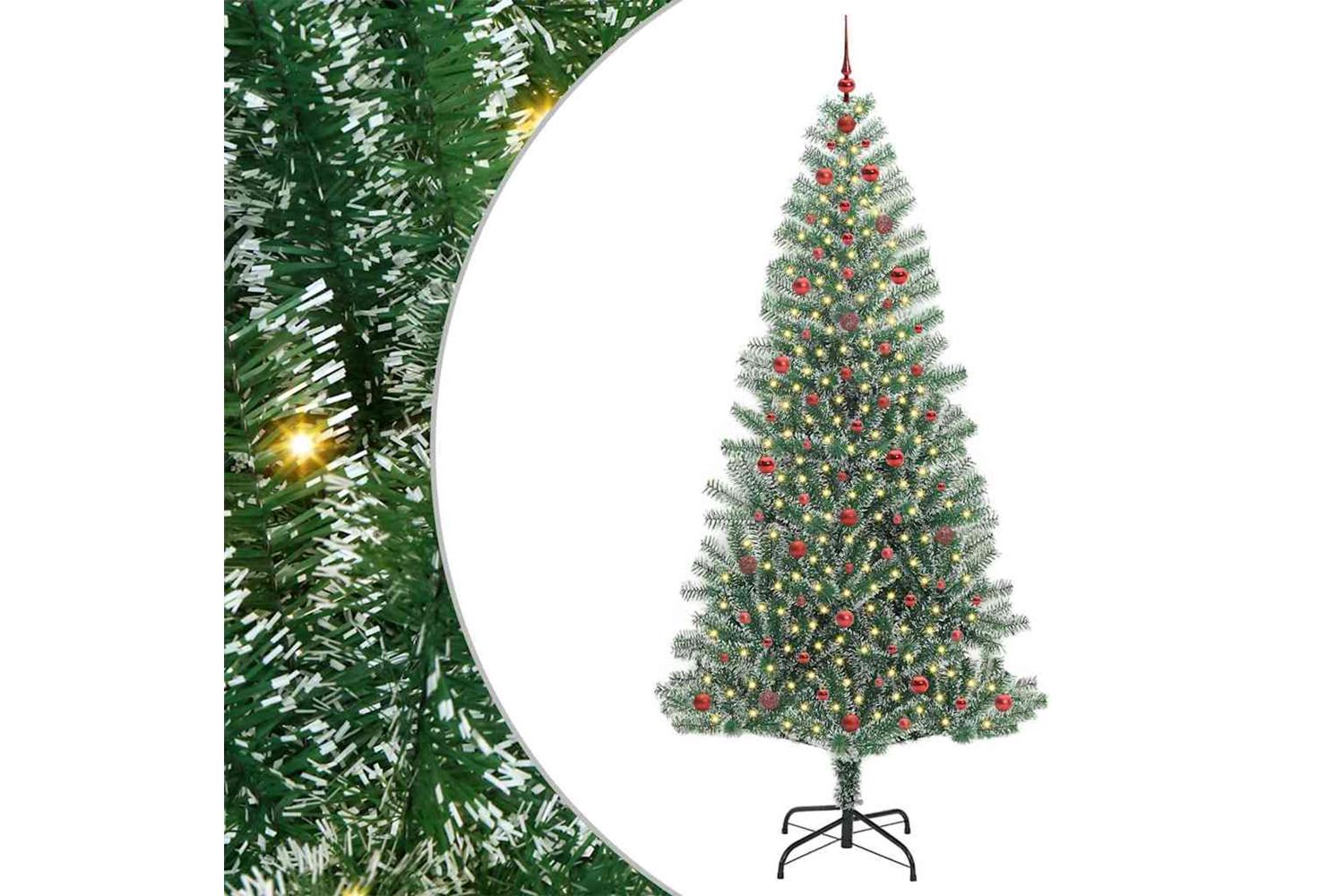 Vidaxl Artificial Christmas Tree Snow Flocked With Led Light 240 Cm