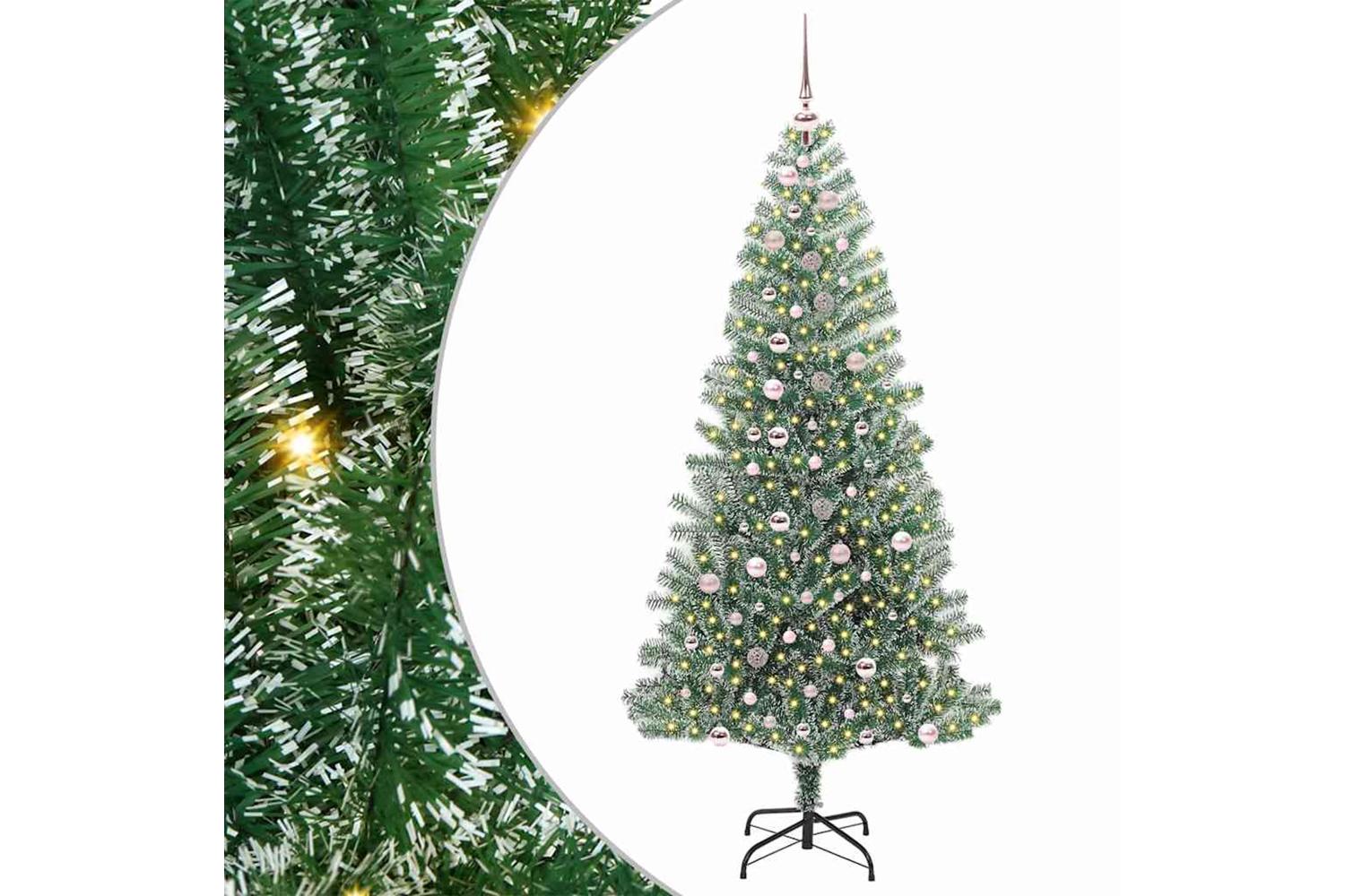 Vidaxl Artificial Christmas Tree Snow Flocked With Led Light 240 Cm