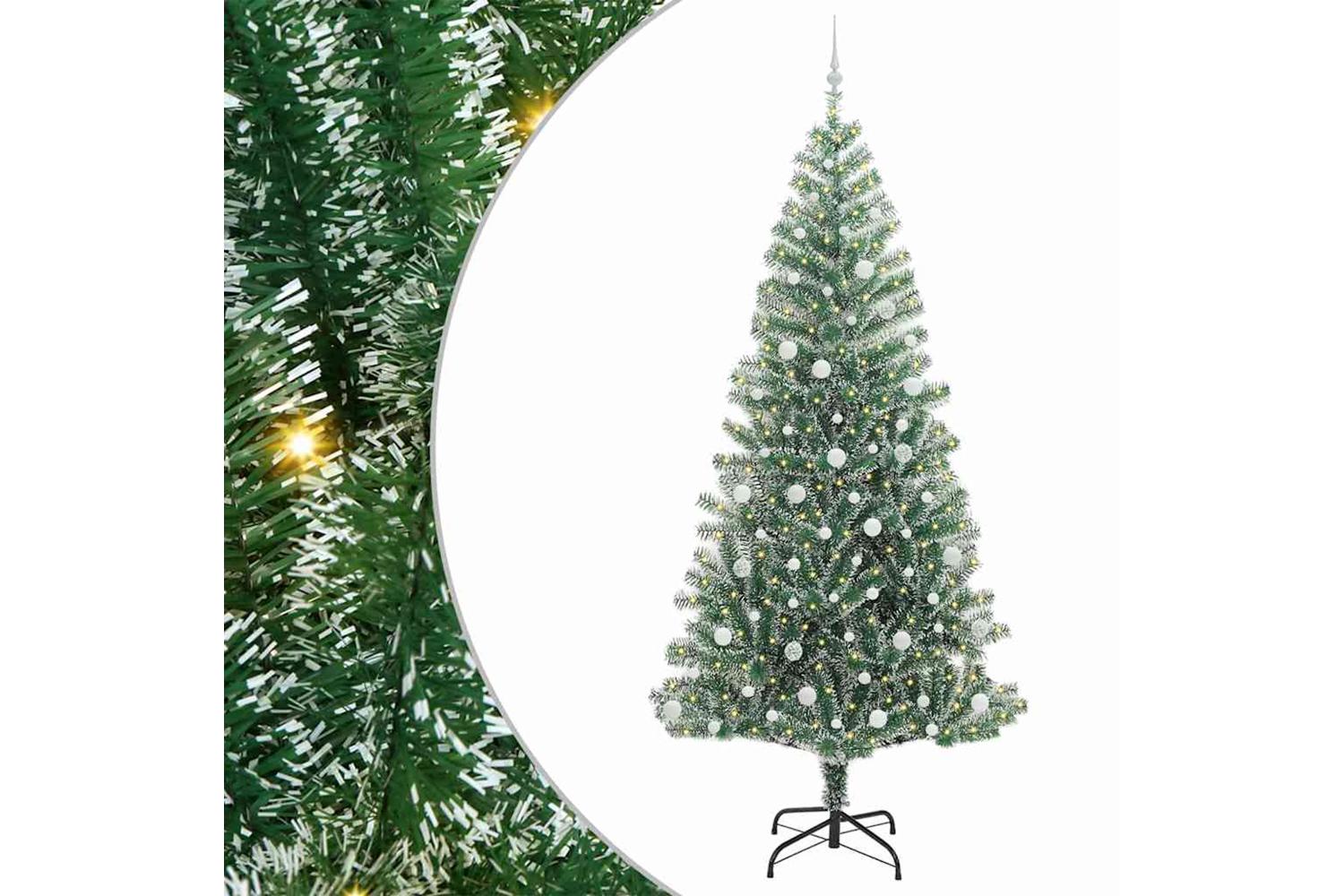 Vidaxl Artificial Christmas Tree Snow Flocked With Led Light 240 Cm