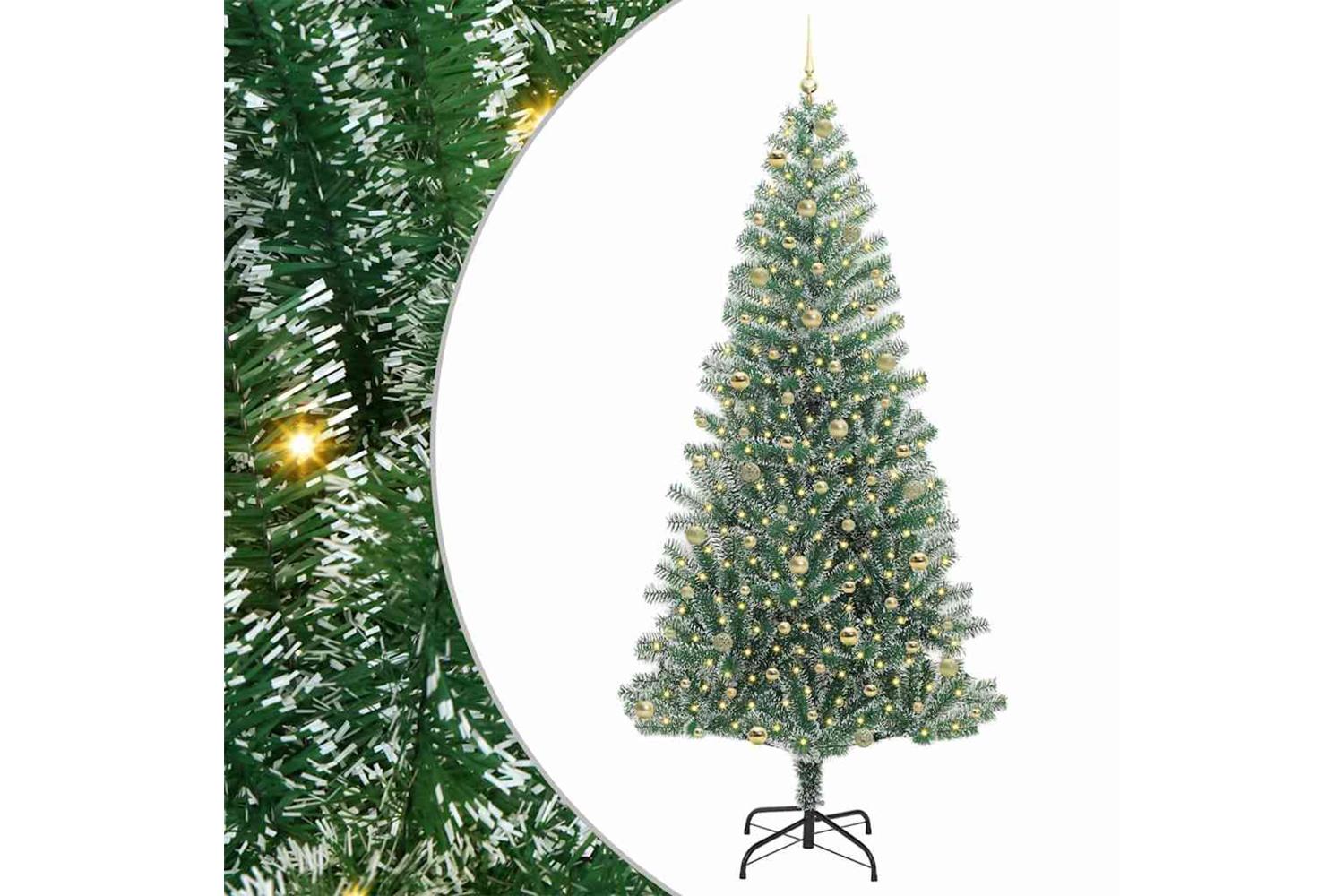 Vidaxl Artificial Christmas Tree Snow Flocked With Led Light 240 Cm