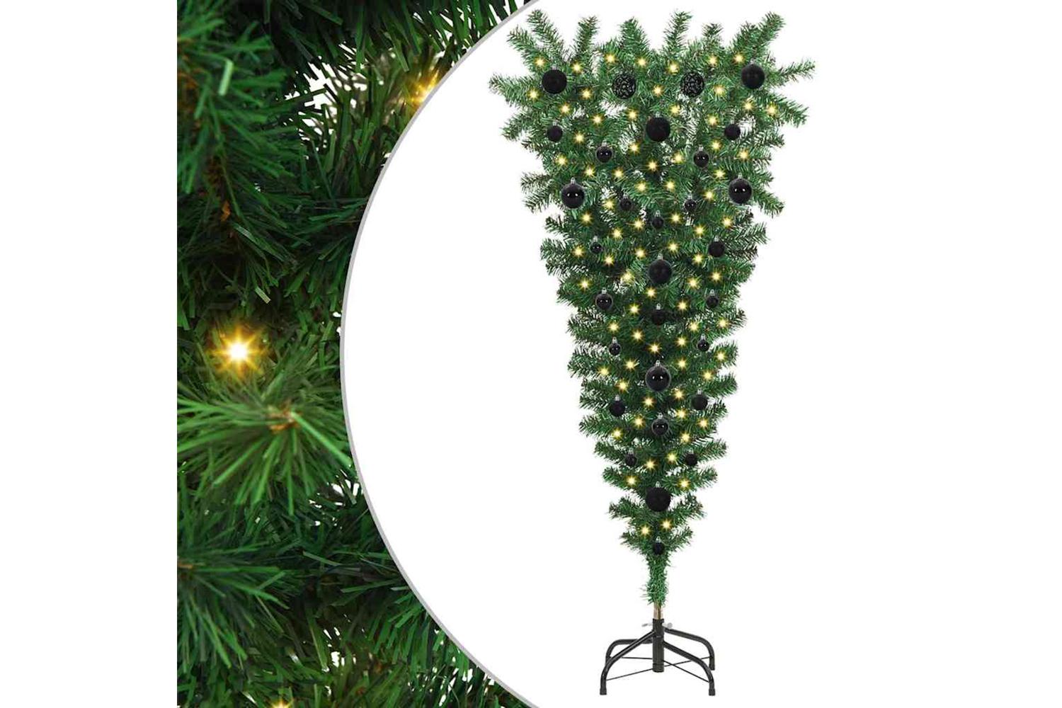Vidaxl Upside-down Artificial Pre-lit Christmas Tree With Ball Set
