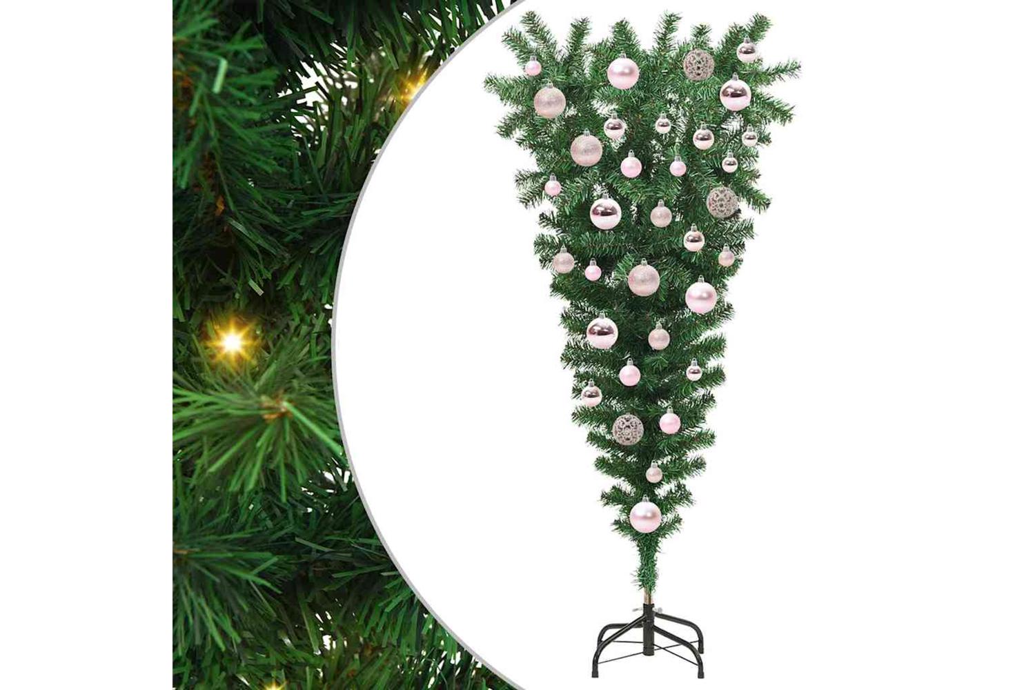 Vidaxl Upside-down Artificial Pre-lit Christmas Tree With Ball Set