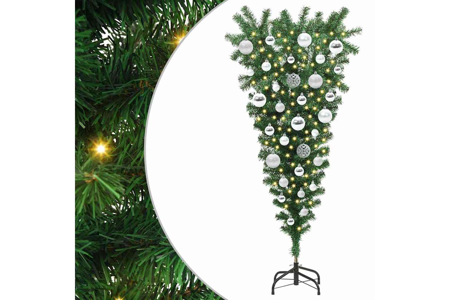Vidaxl Upside-down Artificial Pre-lit Christmas Tree With Ball Set