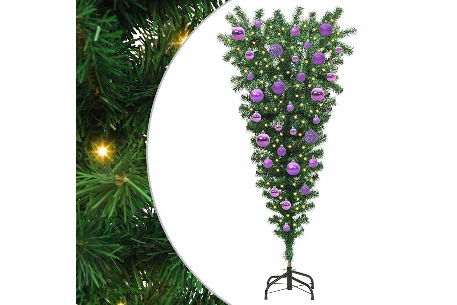 Vidaxl Upside-down Artificial Pre-lit Christmas Tree With Ball Set
