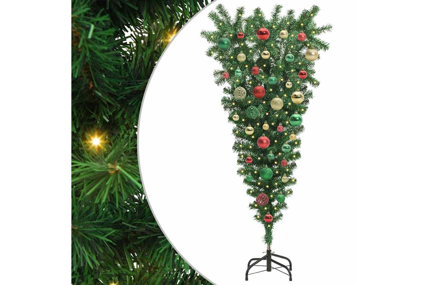 Vidaxl Upside-down Artificial Pre-lit Christmas Tree With Ball Set
