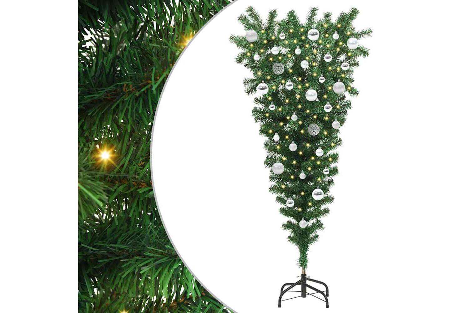 Vidaxl Upside-down Artificial Pre-lit Christmas Tree With Ball Set