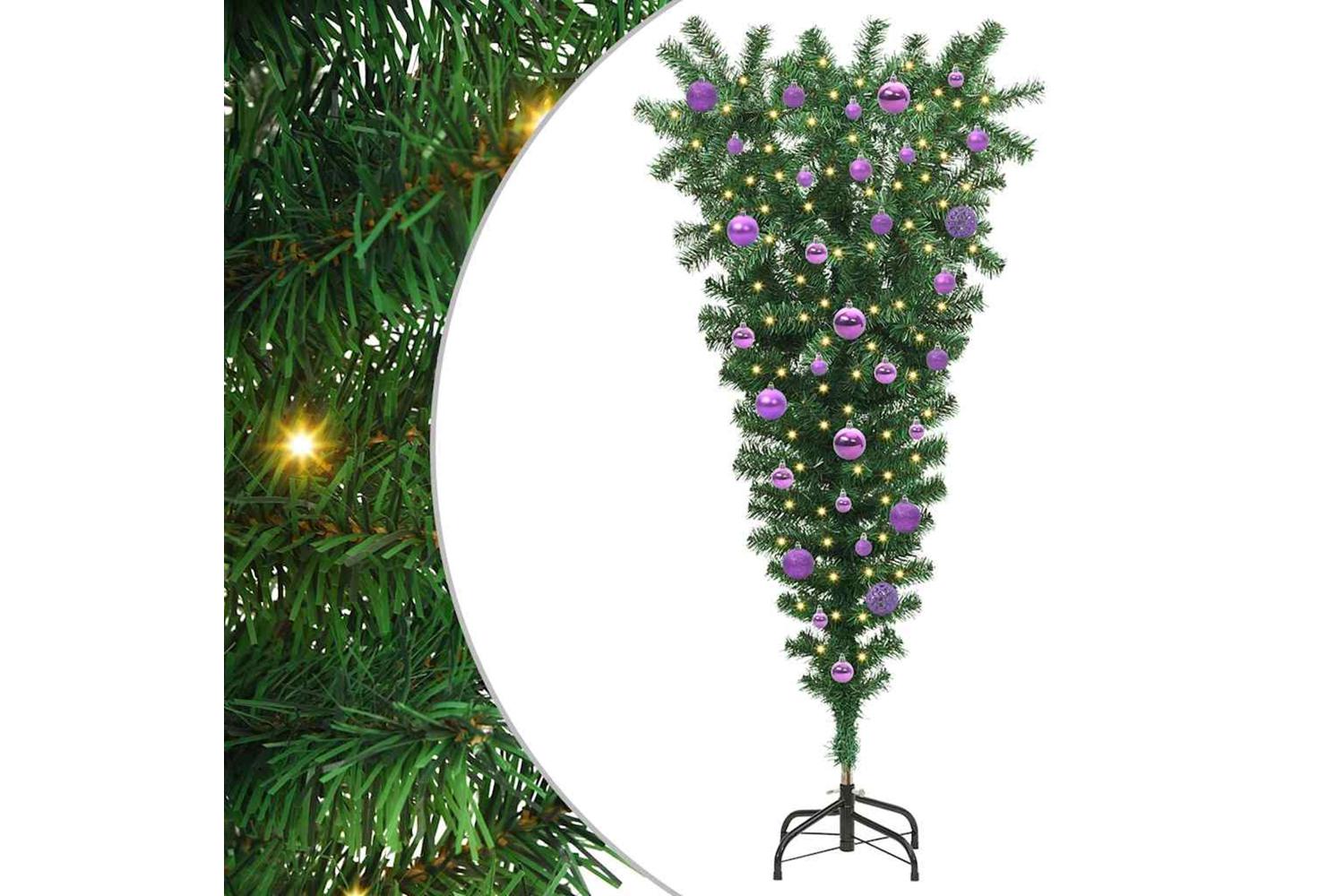 Vidaxl Upside-down Artificial Pre-lit Christmas Tree With Ball Set