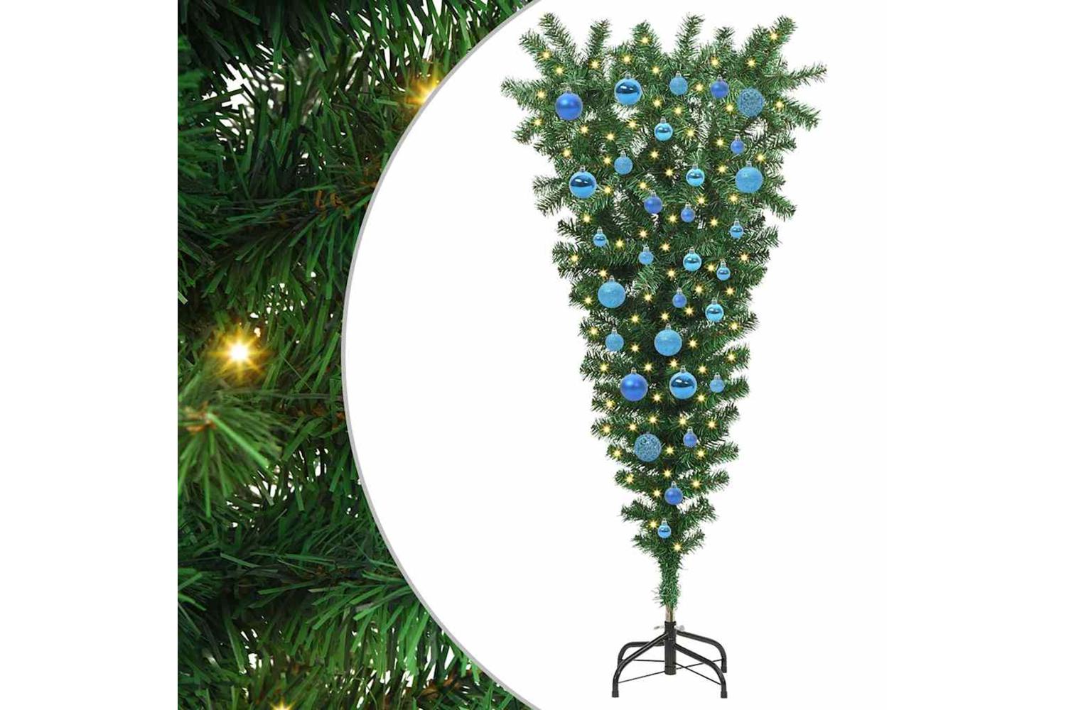 Vidaxl Upside-down Artificial Pre-lit Christmas Tree With Ball Set