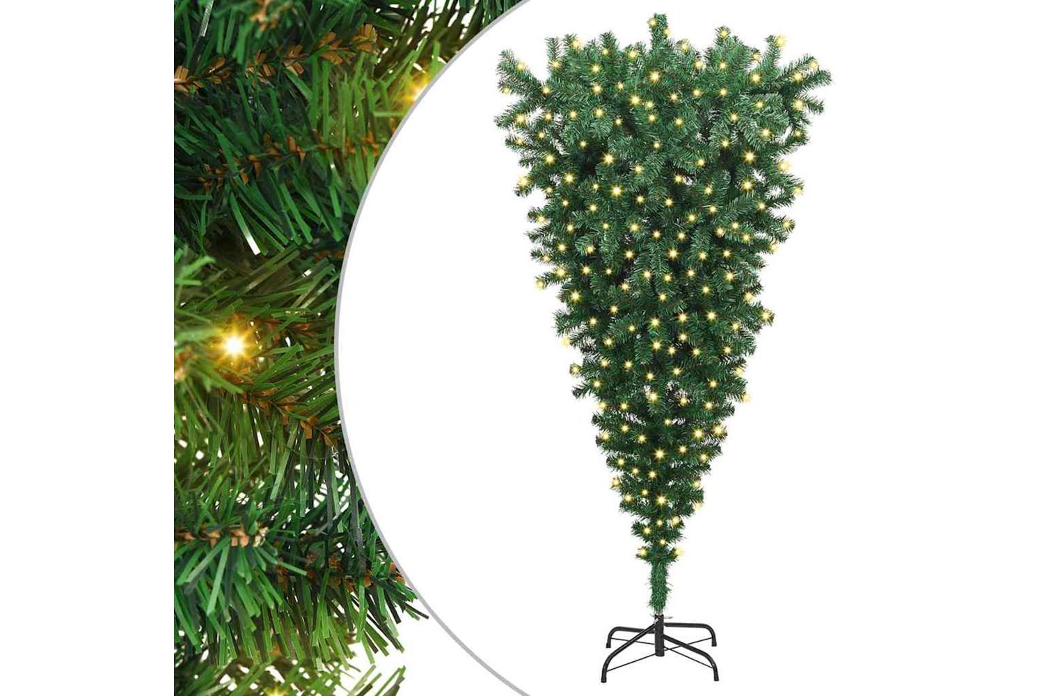 Vidaxl Upside-down Artificial Pre-lit Christmas Tree Green 180 Cm Pvc