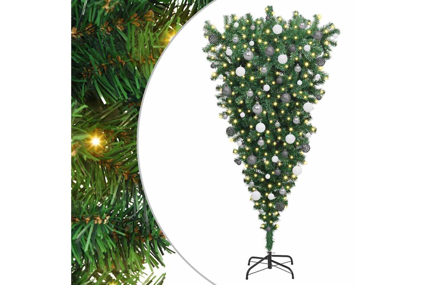 Vidaxl Upside-down Artificial Pre-lit Christmas Tree With Ball Set