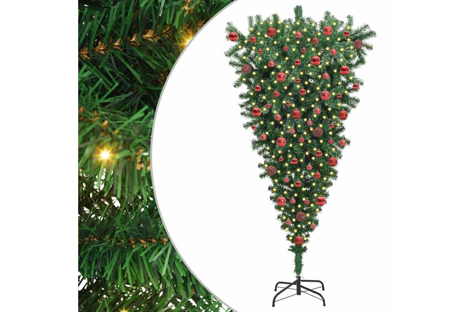 Vidaxl Upside-down Artificial Pre-lit Christmas Tree With Ball Set