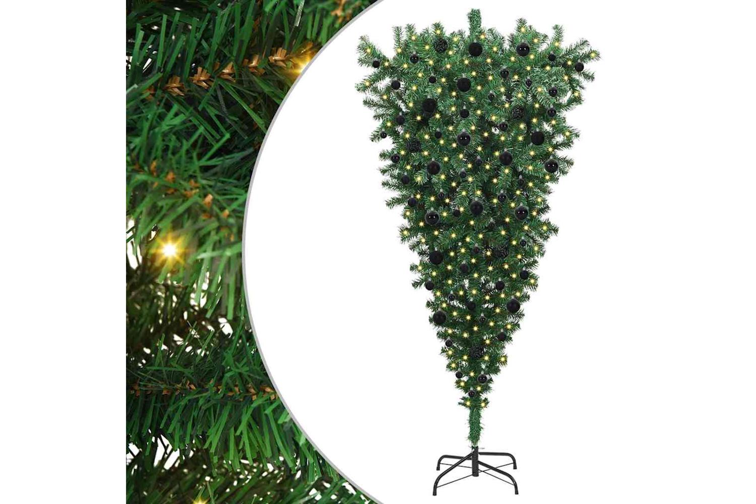 Vidaxl Upside-down Artificial Pre-lit Christmas Tree With Ball Set