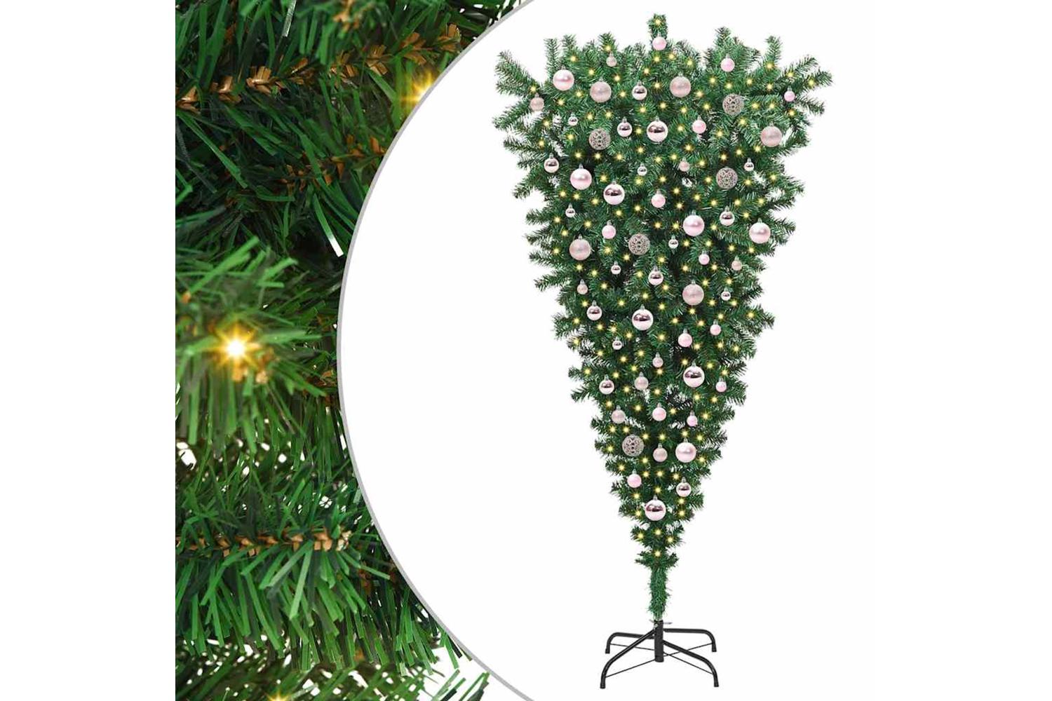 Vidaxl Upside-down Artificial Pre-lit Christmas Tree With Ball Set