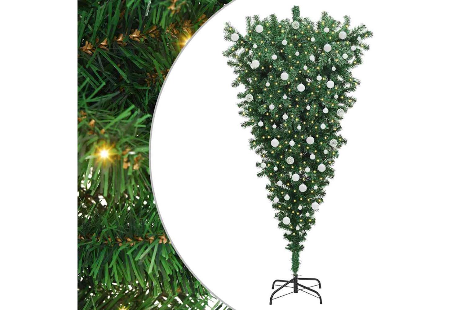 Vidaxl Upside-down Artificial Pre-lit Christmas Tree With Ball Set