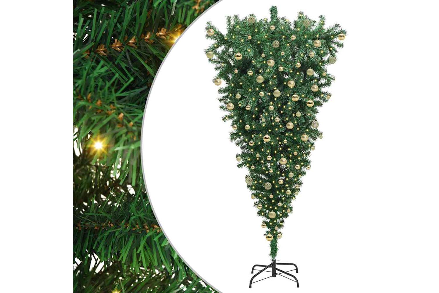 Vidaxl Upside-down Artificial Pre-lit Christmas Tree With Ball Set