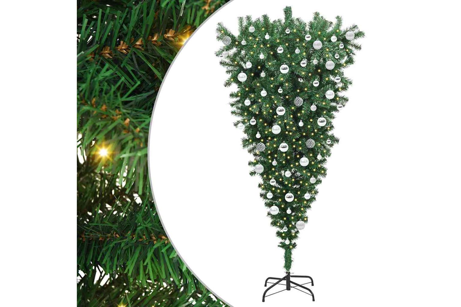 Vidaxl Upside-down Artificial Pre-lit Christmas Tree With Ball Set