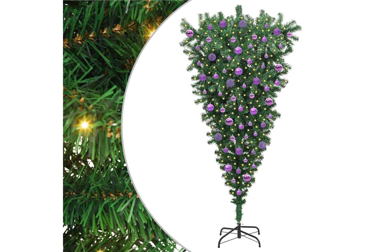Vidaxl Upside-down Artificial Pre-lit Christmas Tree With Ball Set