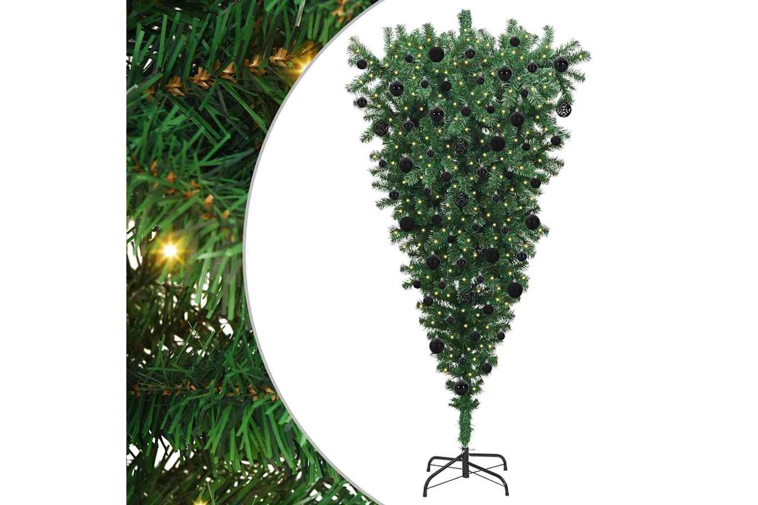 Vidaxl Upside-down Artificial Pre-lit Christmas Tree With Ball Set