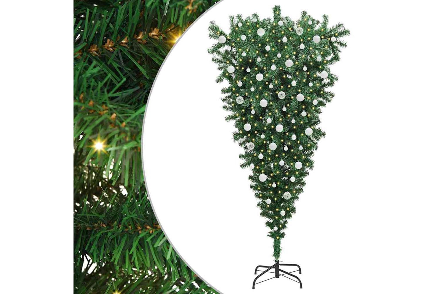 Vidaxl Upside-down Artificial Pre-lit Christmas Tree With Ball Set