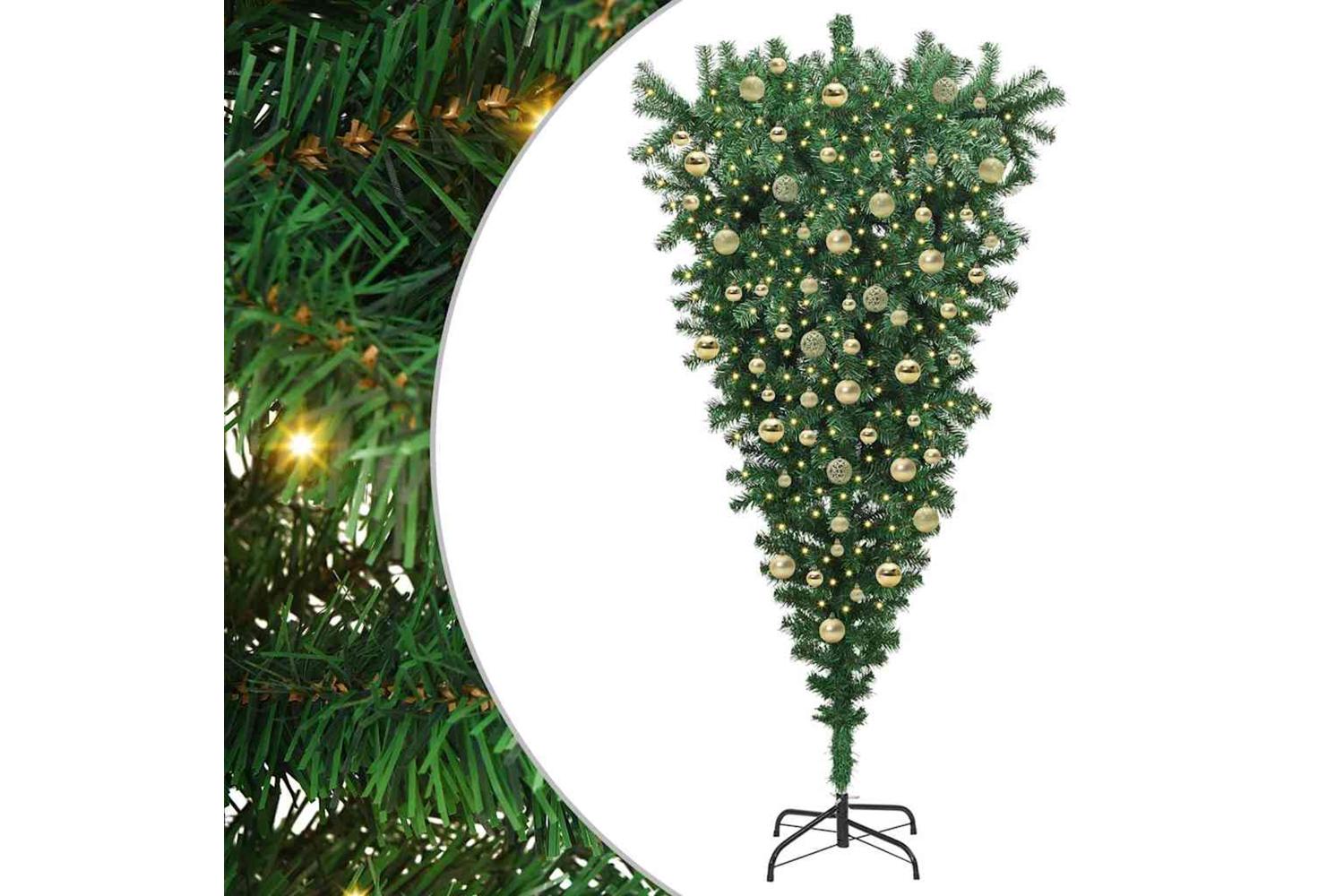 Vidaxl Upside-down Artificial Pre-lit Christmas Tree With Ball Set
