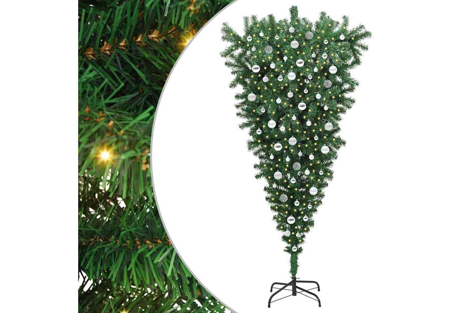 Vidaxl Upside-down Artificial Pre-lit Christmas Tree With Ball Set